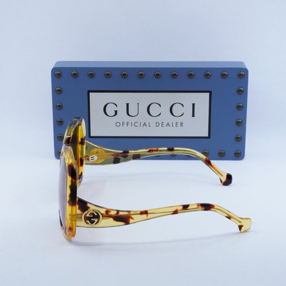 Gucci GG1235S 002 Square Sunglasses - Shiny Yellow Spotted Havana main image 5